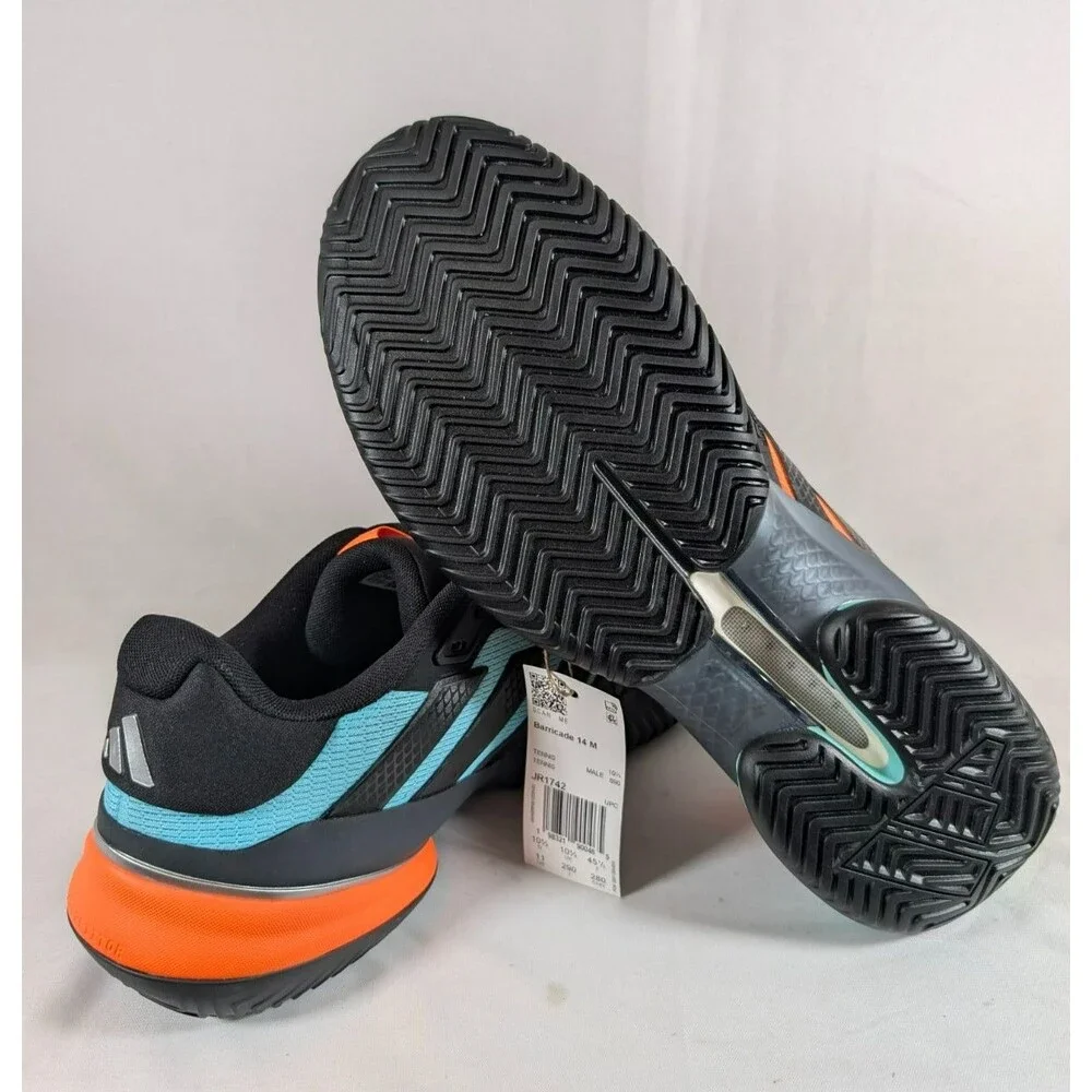 Adidas Barricade 14M Tennis Pickleball Shoes Mens 11 Aqua Orange Black JR1742